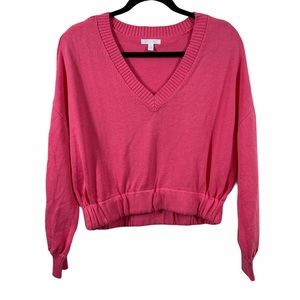 Abound Sweater XS Pink Cropped Knit Ribbed